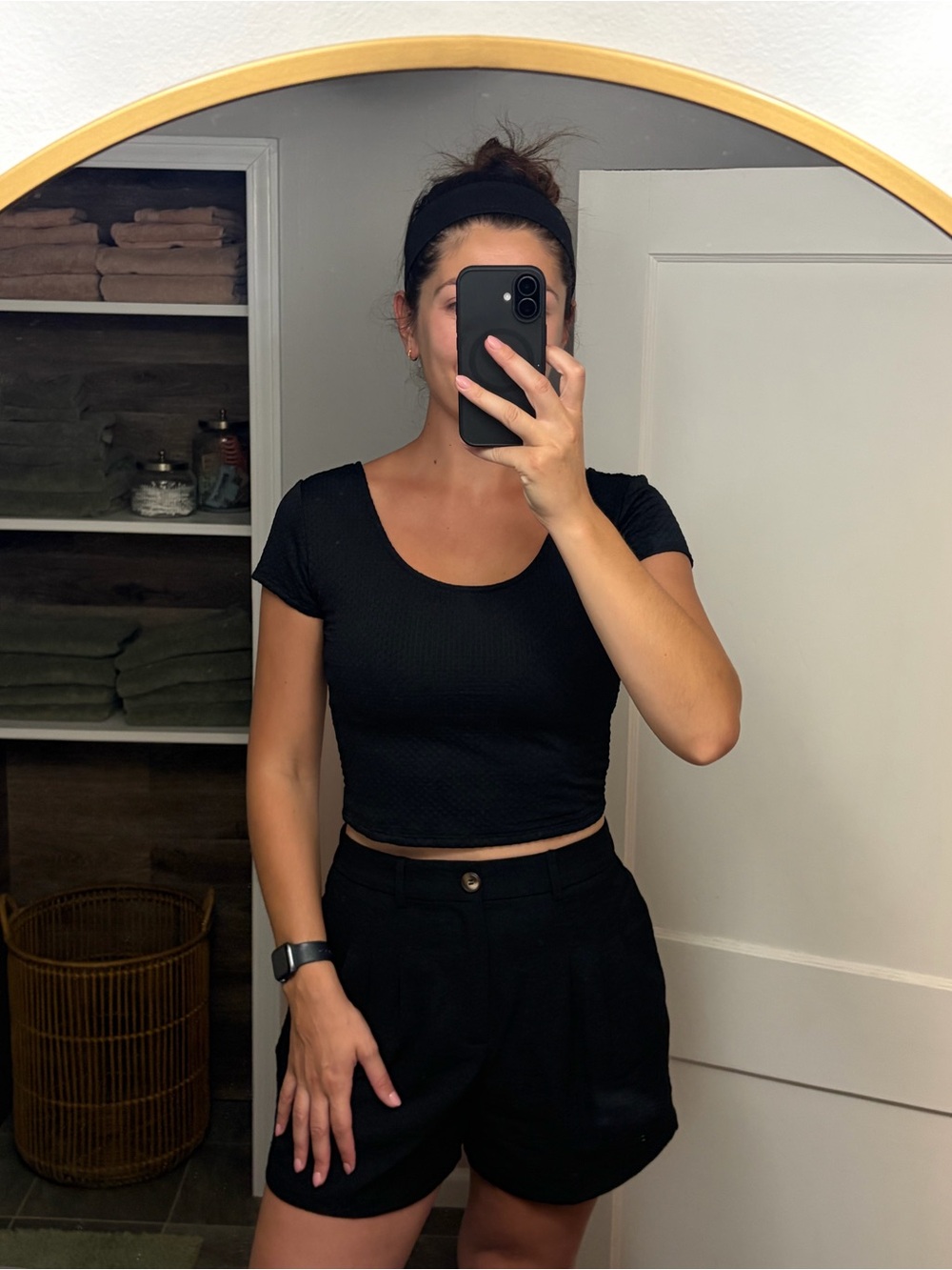 Black textured crop top